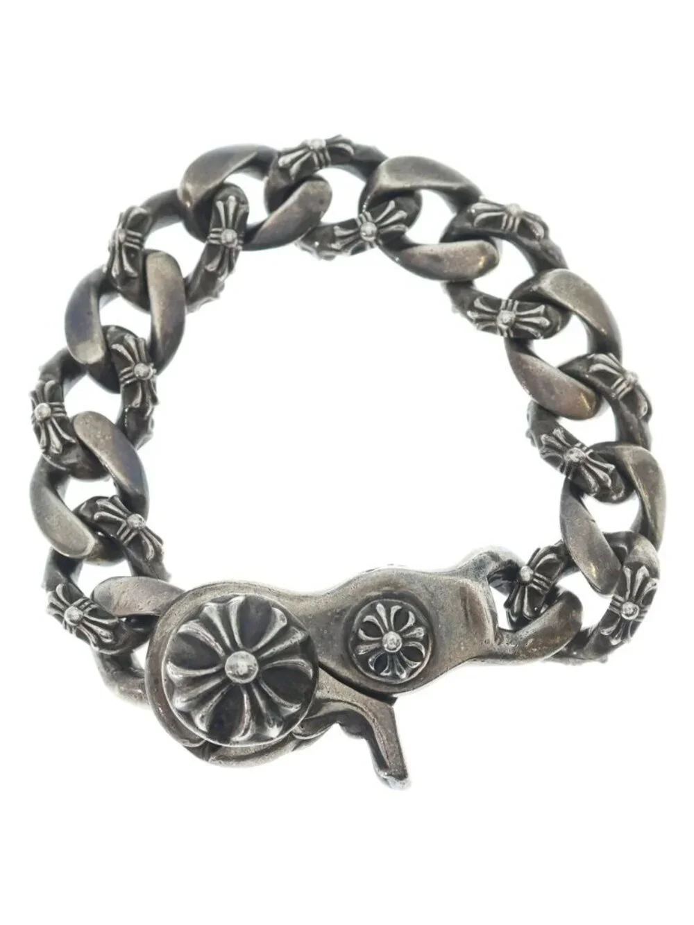 Chrome Hearts Fncy Chn Lnk Fancy Link Clip Bracelet 13 Links Silver